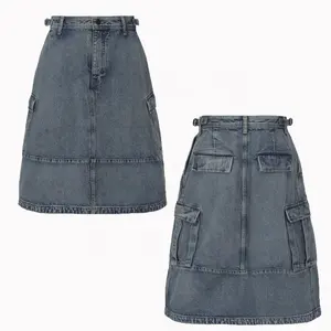 Jupes courtes taille haute fendues au dos pour femmes, maxi jeans d'été, robe sexy <span class=keywords><strong>jupe</strong></span> <span class=keywords><strong>en</strong></span> <span class=keywords><strong>jean</strong></span> cargo pour femmes - Product Image 1