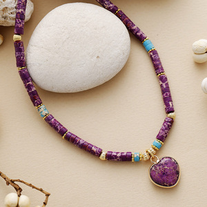 Thời trang mới sang trọng cầu vồng <span class=keywords><strong>chakra</strong></span> tim quyến rũ Mặt dây chuyền đá Choker Vòng cổ cho món quà - Product Image 3