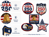 Écussons brodés personnalisés OEM, patch drapeau USA, souvenirs 250 ans de l'Amérique, badges brodés pour veste en jean et gilet de moto