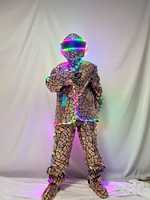 Costume de miroir intégral pour homme, tenue scintillante effet miroir, combinaison disco pour spectacle sur scène et performance de danse de rue