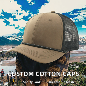 Casquette Trucker en Coton Vierge à 6 Panneaux avec Visière Réglable, Logo Personnalisé, Décontractée pour l'Extérieur - Product Image 2