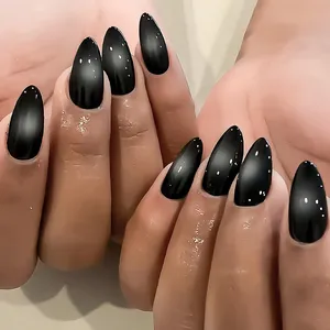 24 <span class=keywords><strong>Uñas</strong></span> <span class=keywords><strong>Postizas</strong></span> Negras Puras, Forma Almendrada, Estilo Y2K, Modernas y Elegantes, Manicura Reutilizable, <span class=keywords><strong>Uñas</strong></span> Falsas <span class=keywords><strong>para</strong></span> Chicas Atrevidas, <span class=keywords><strong>Uñas</strong></span> a Presión - Product Image 6