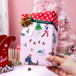 Burymento Christmas Wrapping Paper <b>Pink</b> Dog Design 17 Inch X 32.8 Ft Reversible Gift <b>Wrap</b> For Holiday Crafting - Product Image 2