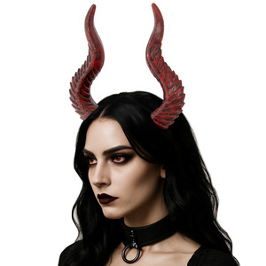 Diadema de cuernos de demonio para Halloween, accesorio de cosplay de lujo con cuernos de ciervo, diadema negra malvada, accesorios para el cabello, utilería DIY - Product Image 5