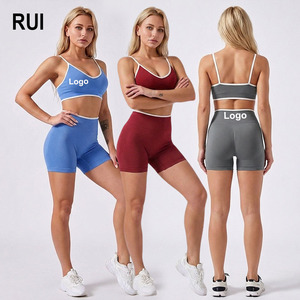 Ensemble de yoga 2 pièces pour femme RUIQUWIN de haute qualité, soutien-gorge de sport dos nu et short taille haute, séchage rapide, respirant, pour la gym et le fitness - Product Image 1