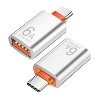 Nuevo adaptador USB tipo C 3,0 rápido 6A OTG convertidor de carga de teléfono móvil U disco/teclado/ratón/lector de tarjetas con LED AC/DC