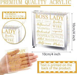 Adorno de Escritorio Acrílico de 4x4x0.6 Pulgadas, Estilo Clásico Dorado, Frases Inspiradoras, Regalo de Agradecimiento para Mujeres, Oficina, Hogar - Product Image 2