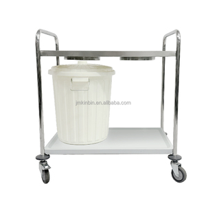 Chariot à déchets mobile robuste en acier inoxydable avec 2 compartiments séparés pour les déchets, roulettes silencieuses pour hôtel, cuisine, restaurant - Product Image 2