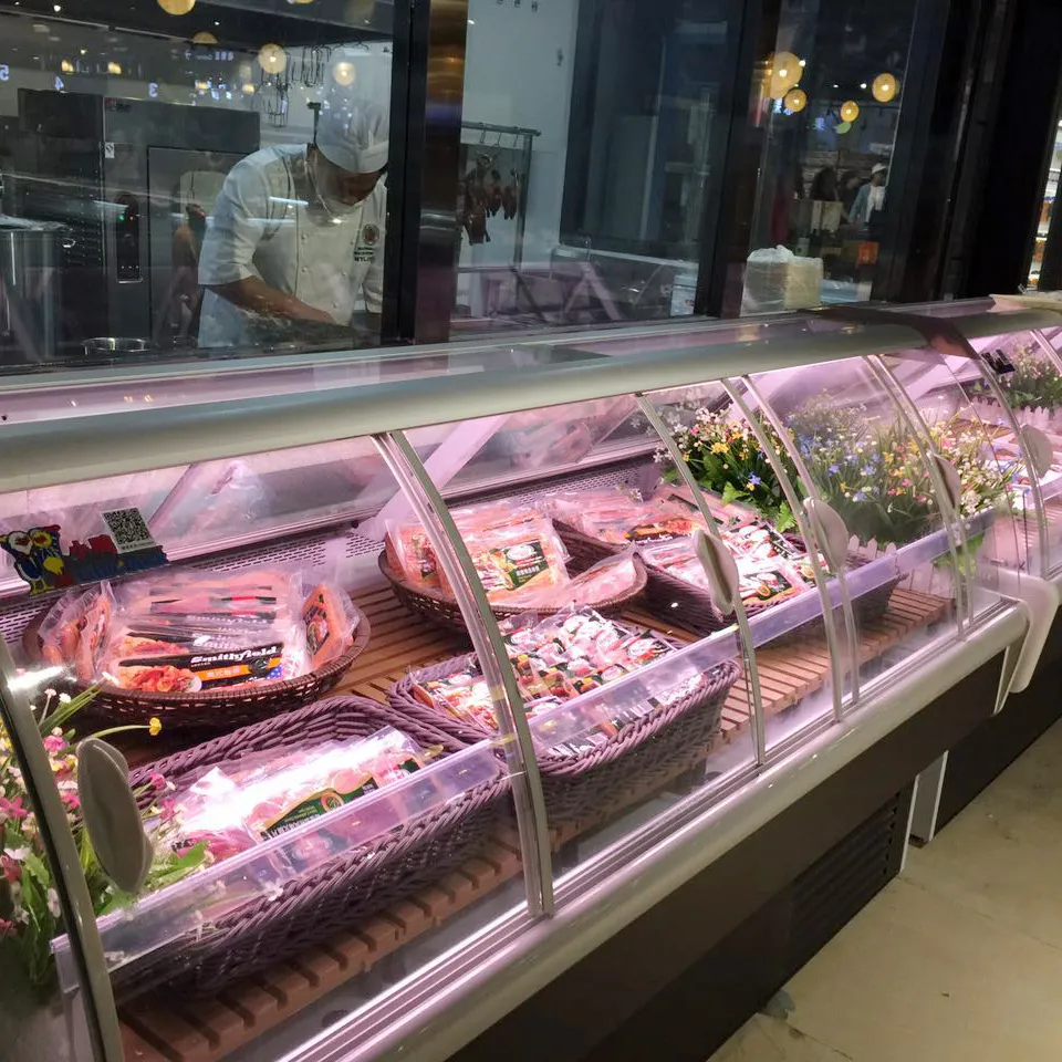 Supermarkt Fleisch Display Zähler 1250 1875 2500 3750 mm Display Zähler Kühlschrank für Fisch Rindfleisch