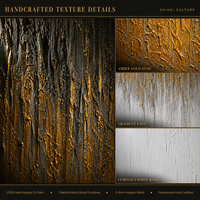 Nouvelle conception, peinture murale abstraite en relief avec feuille d'or, cascade or noir et argent sur toile pour la décoration d'hôtels et de salons