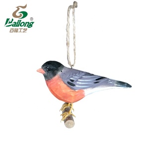 15 Jaar Fabriek Hot Selling Mooie Decoratieve Hout Gesneden En Geschilderd Vogel Ornament - Product Image 5