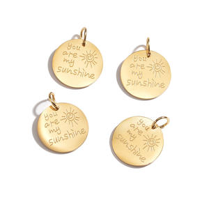 Colgante de acero inoxidable chapado en oro de 18 quilates con letras inglesas, <span class=keywords><strong>marca</strong></span> Sun Circle, accesorios de joyería hechos a mano DIY - Product Image 5