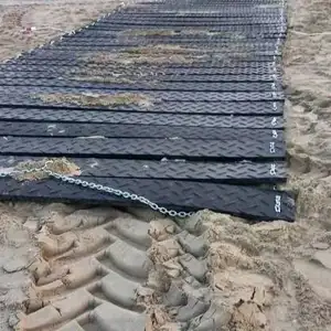 Tapis de pavage de plage à emboîtement HDPE personnalisable Protection de la terre Tapis de route temporaires Services d'usine-Moulage de coupe