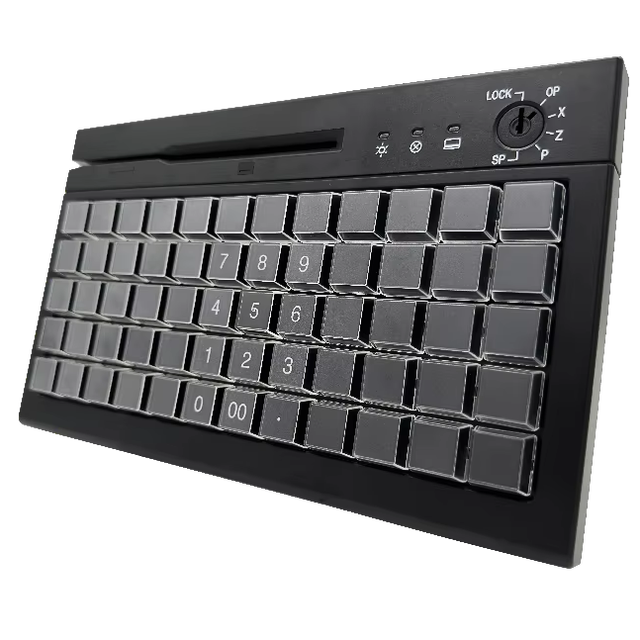 High Quality 60-Keys USB Wired Programmable Business Keyboard with Magnetic Card Reader for POS System