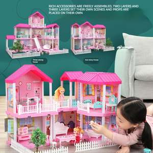 Maison de <span class=keywords><strong>jeu</strong></span> à 3 étages et 6 pièces avec <span class=keywords><strong>2</strong></span> figurines de poupée Jouets pour tout-petits pour filles de 3 à 6 ans Modèle de maison de rêve en matériau <span class=keywords><strong>PC</strong></span> - Product Image 3