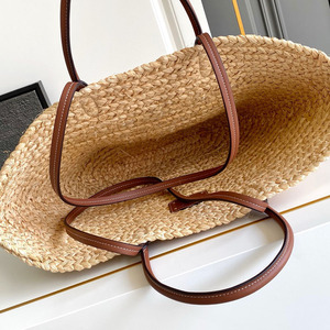 Sac fourre-tout de luxe en paille tressée pour femme, idéal pour les vacances à la plage - Product Image 3