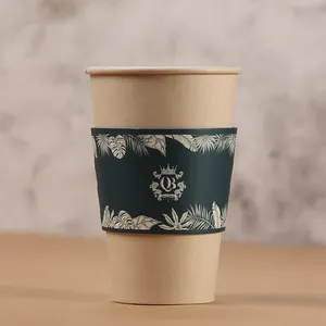 Paper Cup Sleeve Customized Disposable Coffee Tea Cup Sleeve Paper Sleeve Packaging Paper Cup Holder Anti-scalding Corrugated