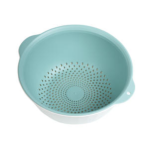 Cesta de Doble Capa para Lavar y Escurrir Vegetales, Ovalada, Apilable, Tamaño L, Opciones de Color Gris, Verde y Amarillo - Product Image 2