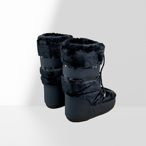Botas Largas de Invierno para Mujer, Diseño Clásico Retro, Color Negro, Forro de Felpa, Cálidas, Cómodas, Ligeras e Informales - Product Image 3