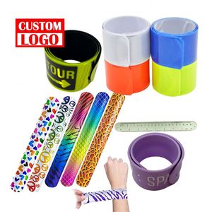 Promosi mainan dipersonalisasi pesan & karya seni kustom gelang silikon Slap kustom ukuran kecil gelang gembok kustom reflektif - Product Image 1