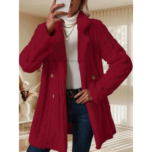Comfortable Casual Warm Double-Breasted Women's Plush <b>Thick</b> <b>Winter</b> Flannel Breathable Long <b>Coat</b> - Product Image 2