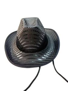 Chapeau de cowboy à paillettes scintillantes, chapeau de <span class=keywords><strong>cowgirl</strong></span> western avec sangle sous le menton pour cosplay et enterrement de vie de jeune fille - Product Image 6