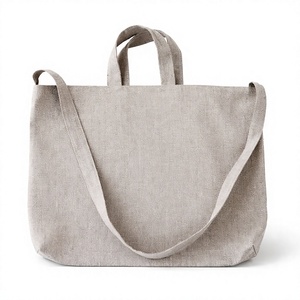High Quality 14x16 Inches Linen Shoulder Tote Bag Drawstring <b>Rope</b> Long Handle Custom Logo Private Label Wholesale Eco Friendly - Product Image 1