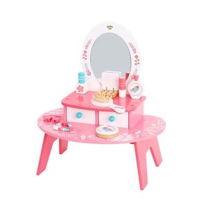 Jouet de maisonnette en bois pour <span class=keywords><strong>faire</strong></span> semblant, coiffeuse avec un ensemble complet d'accessoires de maquillage pour les petites filles de 3 ans et plus - Product Image 1
