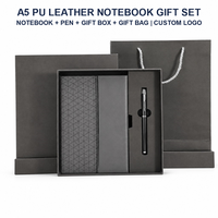Ensemble de carnets A5 en cuir PU en gros, papeterie de bureau, cadeau d'affaires avec stylo, boîte cadeau et sac cadeau, logo personnalisé