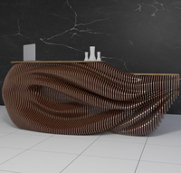 Table paramétrique CNC, comptoir d'accueil paramétrique, mobilier paramétrique en bois massif pour hôtel