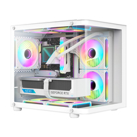Caja de PC para Juegos MicroATX de Torre Media, Panel Frontal Curvo, Ventana Lateral con Vista Completa, Compatible con Enfriadores Líquidos de 240 mm, Acero