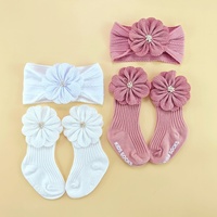 Conjunto de Gorro y Calcetines con Decoración Floral Estilo Princesa para Bebés, Ideal para Uso Diario