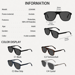 <span class=keywords><strong>Gafas</strong></span> de Sol Cuadradas Polarizadas de Acetato para Hombre y Mujer, Estilo Piloto, UV400, para Conducir al Aire Libre, Moda Retro, Montura Gruesa, <span class=keywords><strong>Gafas</strong></span> de Sol de Diseñador - Product Image 2