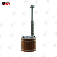 Bain à remous extérieur Vapasaun en cèdre rouge chauffé au bois avec poêle et cheminée externes, bain de treillis en bois pour jardin, usage commercial