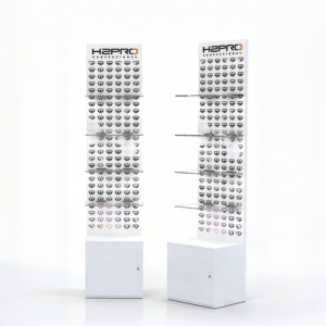 Étagères de présentation en bois pour salon avec rangement verrouillable et étagères en verre trempé pour produits capillaires - Product Image 1