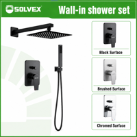 Set Shower Dinding SOLVEX Timur Tengah dengan Kepala Shower Persegi 8 inci dari Baja Anti Karat, Set Sistem Shower Tangan, Keran Kamar Mandi