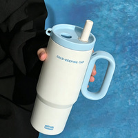 Bouteille isotherme portable personnalisée de 750 ml avec poignée et paille, couvercle, tasse, pour eau chaude et café – Qualité supérieure, design unique