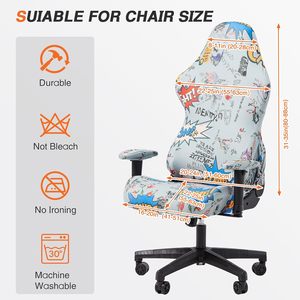 Funda elástica para asiento de silla de juegos reclinable para ordenador con funda para reposabrazos, excelente tela, patrón personalizable - Product Image 6