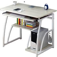 Bois à ossature métallique Bureau d'écriture Table pour ordinateur portable et bureau d'ordinateur en verre au design moderne