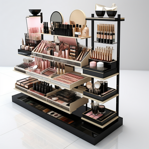 Estante de exhibición de cosméticos colorido personalizado diseño plegable moderno para tiendas de belleza de moda centros comerciales para estante de pared de maquillaje tienda - Product Image 5