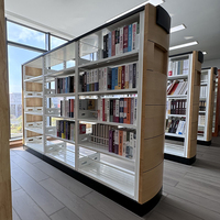 Muebles de Biblioteca Híbridos Modernos de Acero Inoxidable, Librería Modular con Estantes Ajustables para Uso en Hospitales, Escuelas y Oficinas