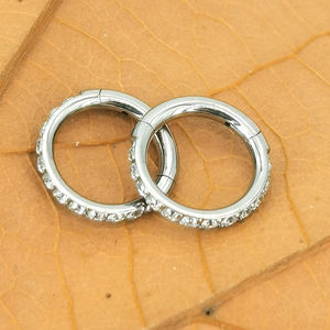 Calendo | Joyería de Piercing de moda ASTM F136 <span class=keywords><strong>Aro</strong></span> Clicker de segmento con bisagras de titanio Zirconia Cluster Pezón Pendiente Aros - Product Image 4