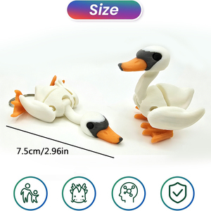 Animales Impresos en 3D, Mini Cisnes, Juguetes Impresos en 3D, Lindas Figuras Articuladas y Flexibles, Juguetes Antiestrés para Fiestas de Pascua - Product Image 2