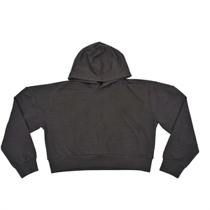 Sudadera Deportiva Corta con Capucha y Logotipo Frontal de Silicona Personalizada para Mujer, Color Sólido, para Gimnasio, Entrenamiento, Fitness, Yoga - Product Image 1