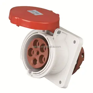 manufacturer's price 3pin waterproof straight 63A IP67 3P+E+N Industrial Panel mounted socket