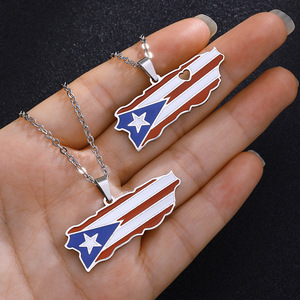 Venta caliente esmalte país bandera chapado en <span class=keywords><strong>oro</strong></span> collar <span class=keywords><strong>de</strong></span> acero inoxidable <span class=keywords><strong>Puerto</strong></span> <span class=keywords><strong>Rico</strong></span> mapa colgante cadena <span class=keywords><strong>de</strong></span> eslabones <span class=keywords><strong>para</strong></span> joyería <span class=keywords><strong>de</strong></span> aniversario - Product Image 2