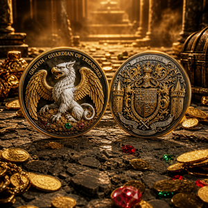 Pièce commémorative Griffin en relief 3D personnalisée, en argent fin .999, pièce de défi Gardien des Trésors, pour cadeau de luxe - Product Image 1