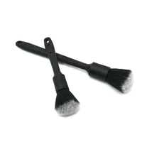Lot de 2 brosses de nettoyage automobile à poils doux, manches longs et courts, avec poignée antidérapante en caoutchouc pour le nettoyage intérieur de la voiture, du tableau de bord et des aérateurs