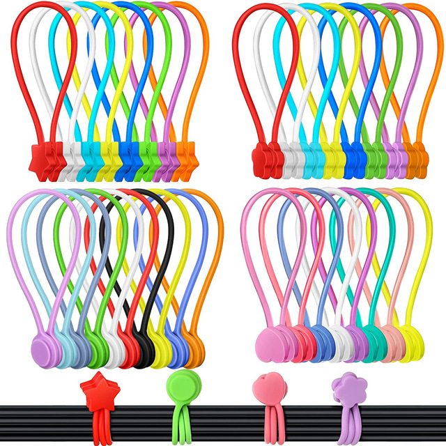 Various Types Wide Application Silicone Magnetic Cable Ties Tangle-Free Magnetic Cable Organizer for Office, Home & Daily Uses