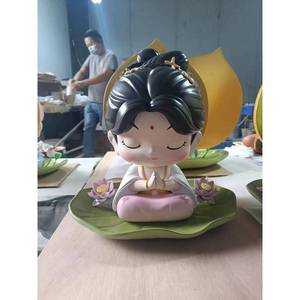 Estatua de Resina de Chica Anime de Dibujos Animados, Tamaño Personalizado, Escultura de Lago de Lotos Meditando, Decoración Interior y Exterior - Product Image 4